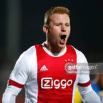 AMSTERDAM, NETHERLANDS - FEBRUARY 19: Dani de Wit of Ajax U23 celebrates 2-0 during the Dutch Jupiler League  match between Ajax U23 v FC Oss at the De Toekomst on February 19, 2018 in Amsterdam Netherlands (Photo by Cees van Hoogdalem/Soccrates/Getty Images)